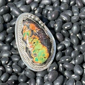 Blackjack turquoise ring by Clarissa & Vernon Hale (Navajo)
